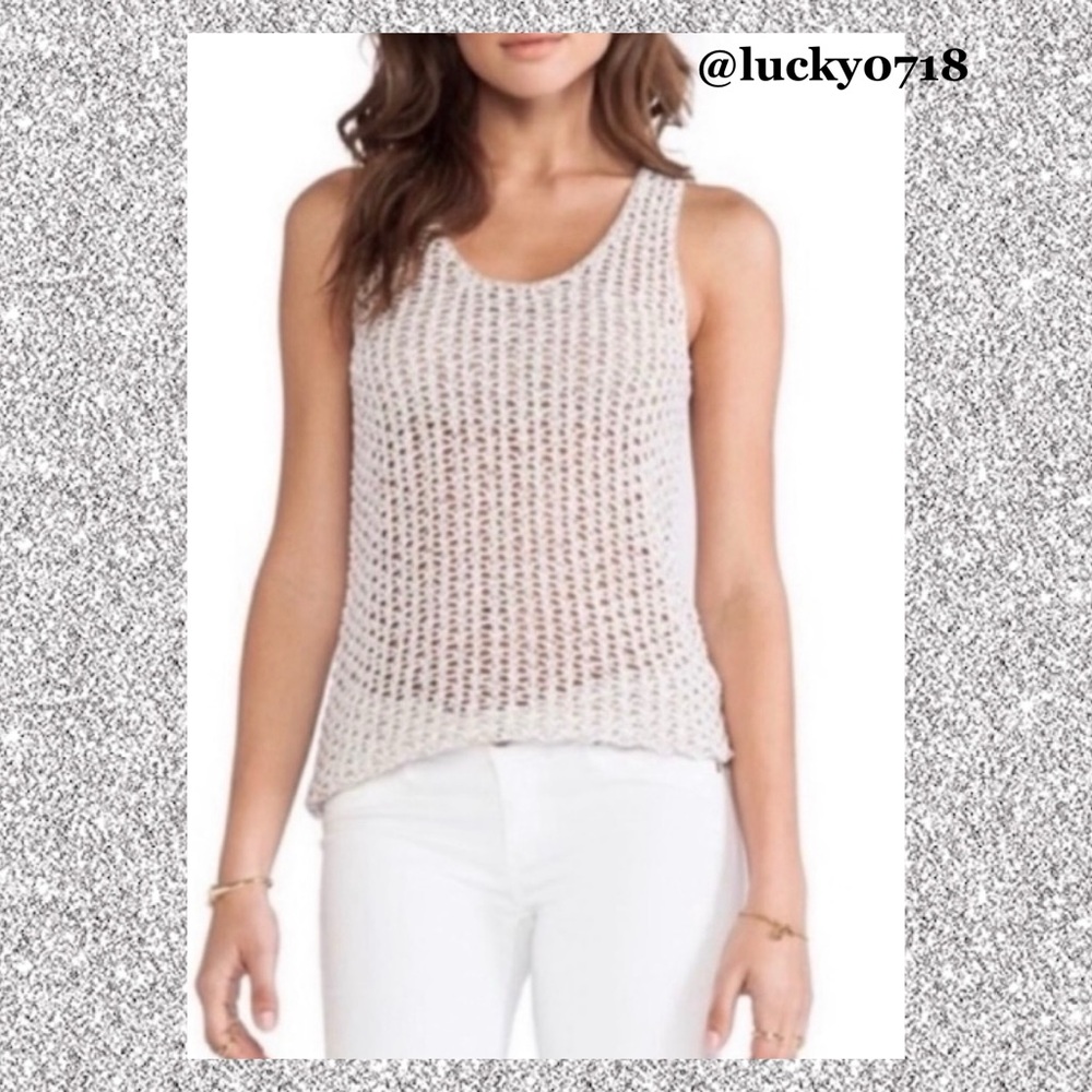 360 Sweater NWOT White Crochet Knit Racerback Tank Sz S